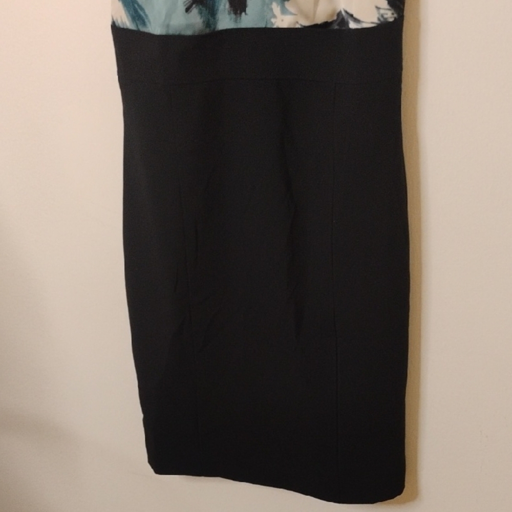 Ann Taylor Black Midi Dress with Blue and White Pattern - Picture 5 of 8